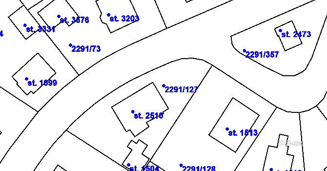 Parcela st. 2291/127 v KÚ Vlašim, Katastrální mapa
