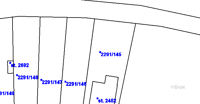 Parcela st. 2291/145 v KÚ Vlašim, Katastrální mapa