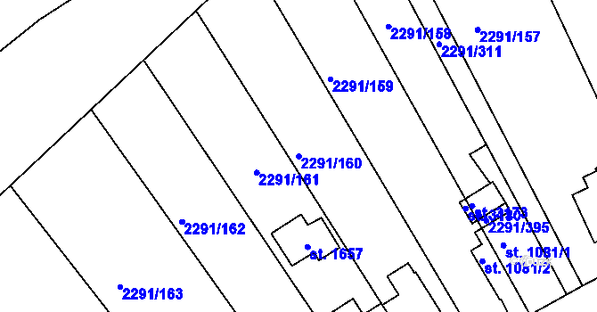 Parcela st. 2291/160 v KÚ Vlašim, Katastrální mapa