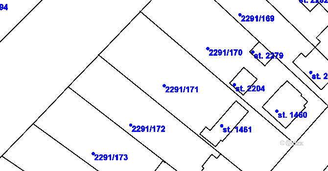 Parcela st. 2291/171 v KÚ Vlašim, Katastrální mapa