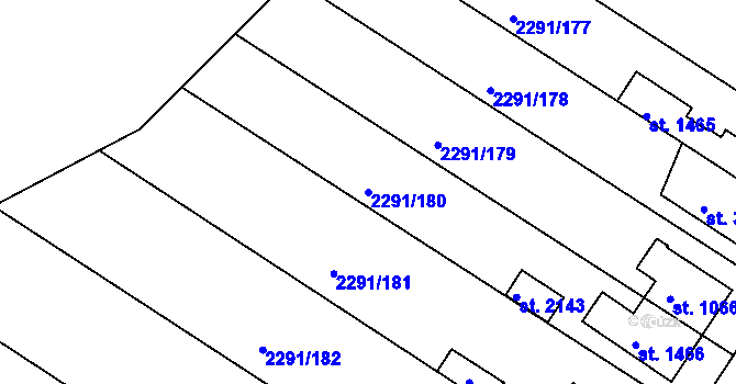 Parcela st. 2291/180 v KÚ Vlašim, Katastrální mapa