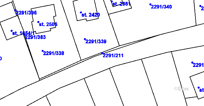 Parcela st. 2291/211 v KÚ Vlašim, Katastrální mapa