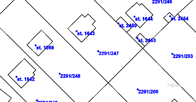 Parcela st. 2291/247 v KÚ Vlašim, Katastrální mapa