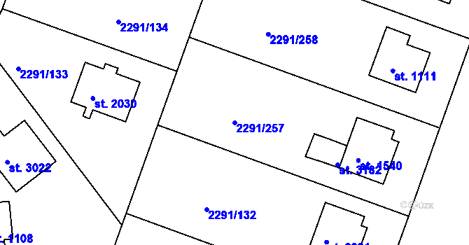 Parcela st. 2291/257 v KÚ Vlašim, Katastrální mapa