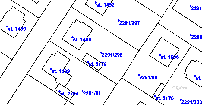 Parcela st. 2291/298 v KÚ Vlašim, Katastrální mapa