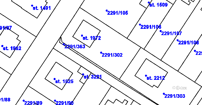 Parcela st. 2291/302 v KÚ Vlašim, Katastrální mapa