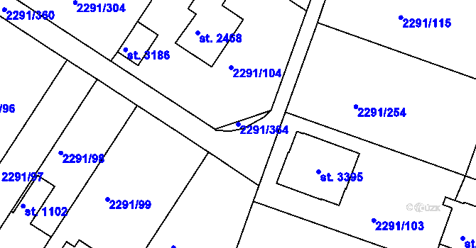 Parcela st. 2291/364 v KÚ Vlašim, Katastrální mapa