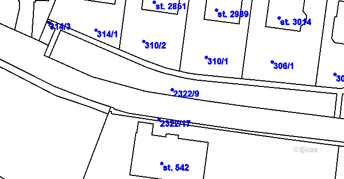 Parcela st. 2322/9 v KÚ Vlašim, Katastrální mapa