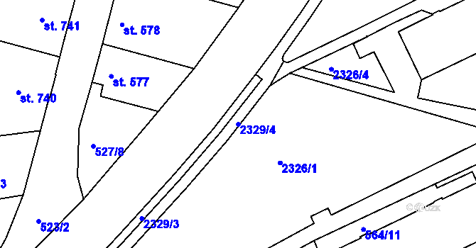 Parcela st. 2329/4 v KÚ Vlašim, Katastrální mapa