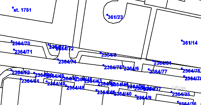 Parcela st. 2364/5 v KÚ Vlašim, Katastrální mapa