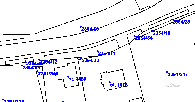Parcela st. 2364/11 v KÚ Vlašim, Katastrální mapa
