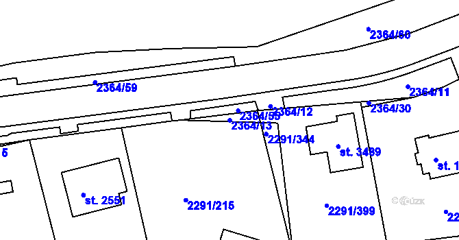 Parcela st. 2364/13 v KÚ Vlašim, Katastrální mapa