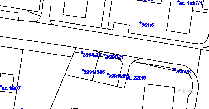 Parcela st. 2364/21 v KÚ Vlašim, Katastrální mapa