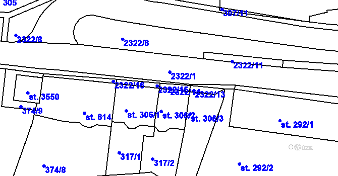 Parcela st. 2322/14 v KÚ Vlašim, Katastrální mapa