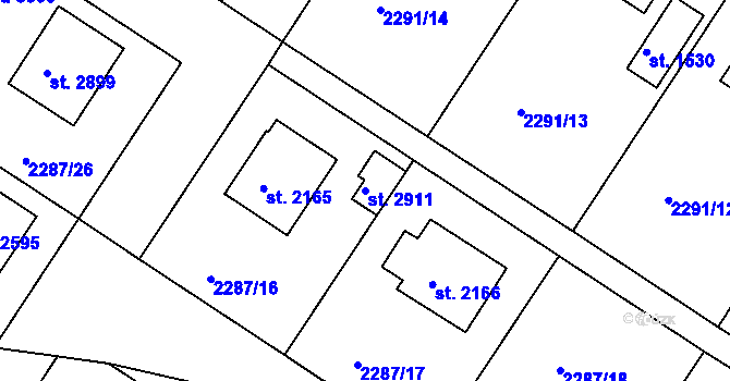 Parcela st. 2911 v KÚ Vlašim, Katastrální mapa