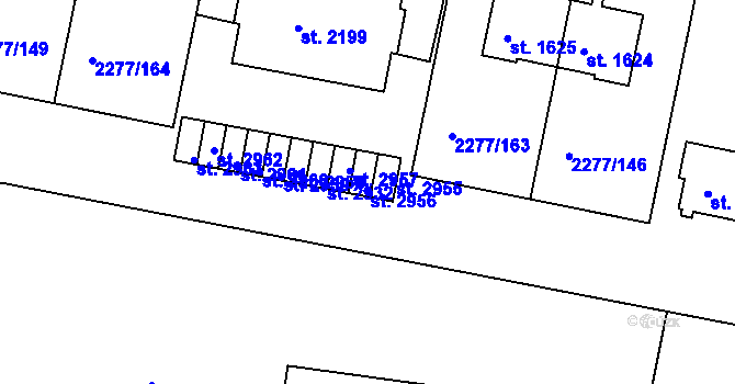 Parcela st. 2956 v KÚ Vlašim, Katastrální mapa