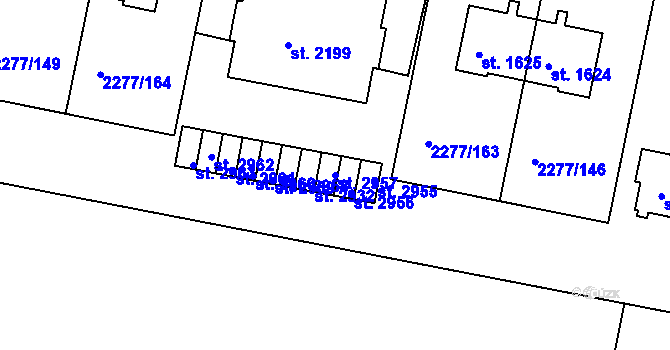 Parcela st. 2957 v KÚ Vlašim, Katastrální mapa