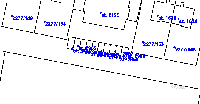 Parcela st. 2958 v KÚ Vlašim, Katastrální mapa