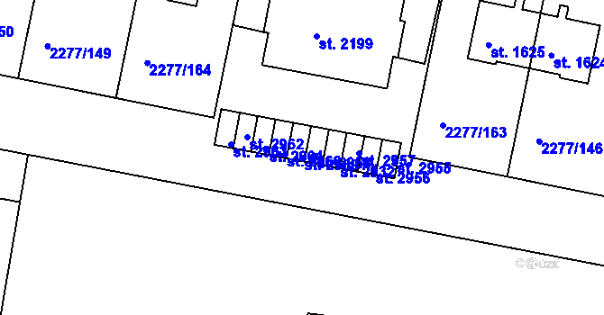 Parcela st. 2959 v KÚ Vlašim, Katastrální mapa