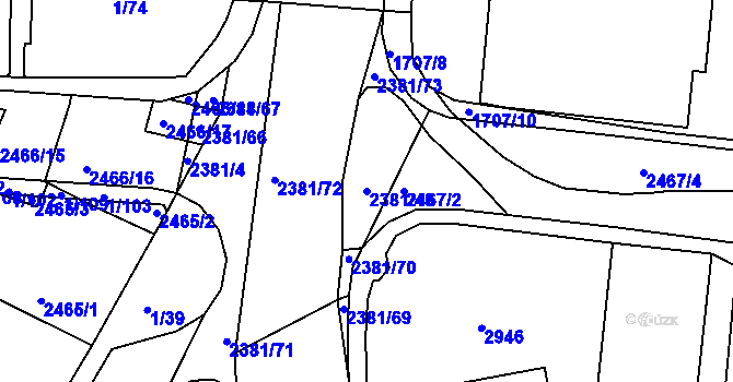 Parcela st. 2381/48 v KÚ Vlašim, Katastrální mapa