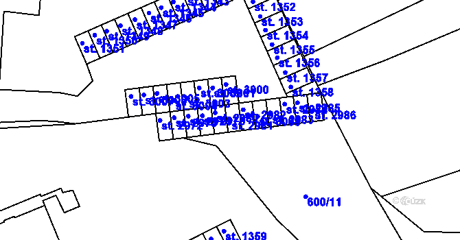 Parcela st. 2981 v KÚ Vlašim, Katastrální mapa