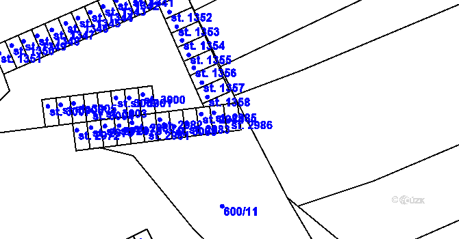 Parcela st. 2986 v KÚ Vlašim, Katastrální mapa