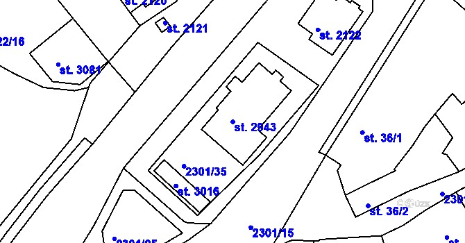 Parcela st. 2943 v KÚ Vlašim, Katastrální mapa