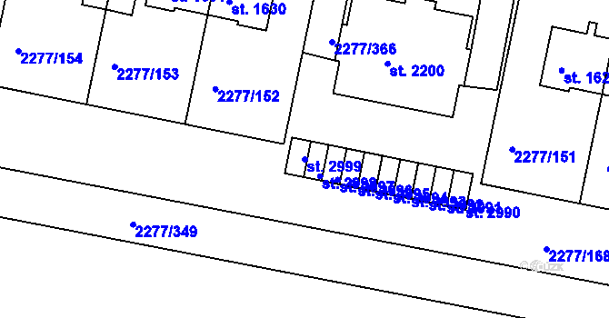 Parcela st. 2999 v KÚ Vlašim, Katastrální mapa