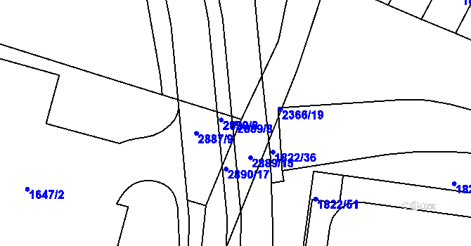 Parcela st. 2889/8 v KÚ Vlašim, Katastrální mapa