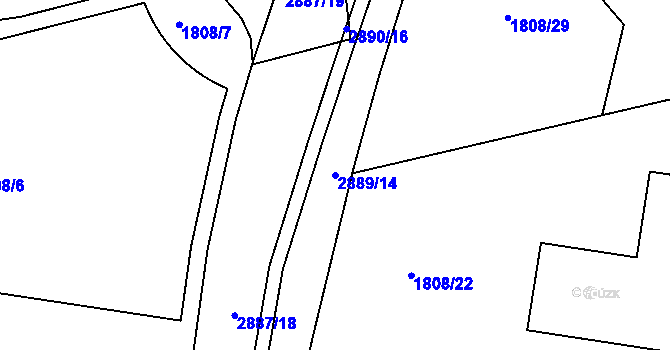 Parcela st. 2889/14 v KÚ Vlašim, Katastrální mapa