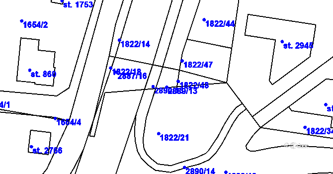 Parcela st. 2889/13 v KÚ Vlašim, Katastrální mapa