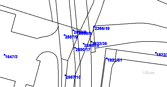Parcela st. 2889/15 v KÚ Vlašim, Katastrální mapa