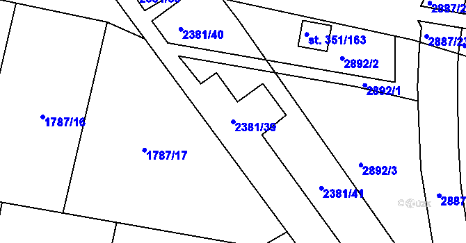 Parcela st. 2381/39 v KÚ Vlašim, Katastrální mapa
