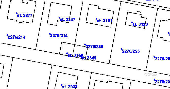 Parcela st. 2276/248 v KÚ Vlašim, Katastrální mapa