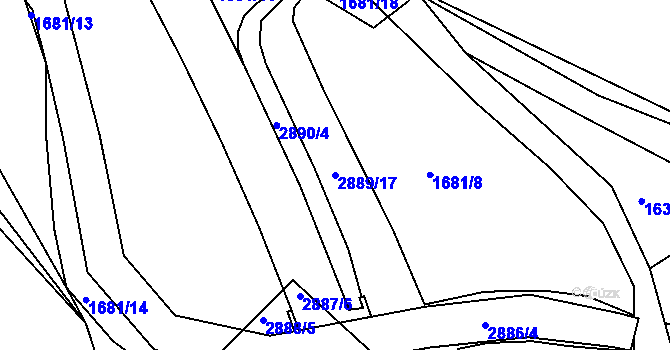 Parcela st. 2889/17 v KÚ Vlašim, Katastrální mapa