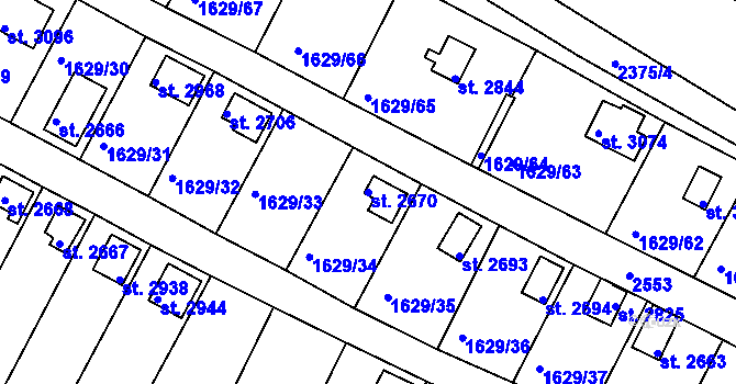 Parcela st. 2670 v KÚ Vlašim, Katastrální mapa