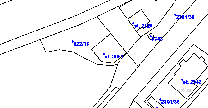 Parcela st. 3081 v KÚ Vlašim, Katastrální mapa