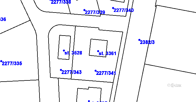 Parcela st. 3361 v KÚ Vlašim, Katastrální mapa