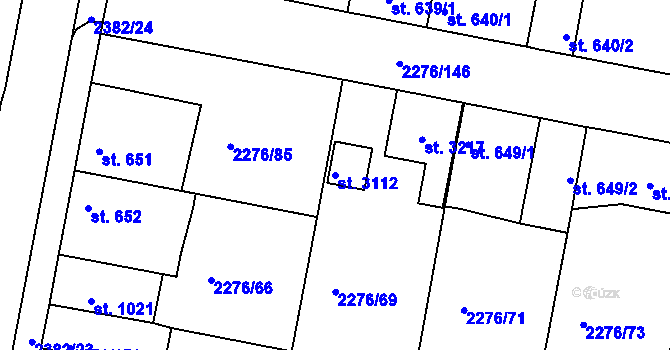 Parcela st. 3112 v KÚ Vlašim, Katastrální mapa