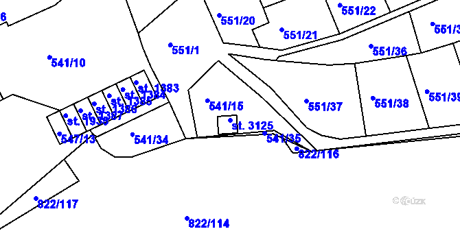 Parcela st. 3125 v KÚ Vlašim, Katastrální mapa