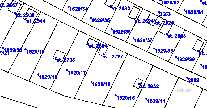 Parcela st. 2727 v KÚ Vlašim, Katastrální mapa