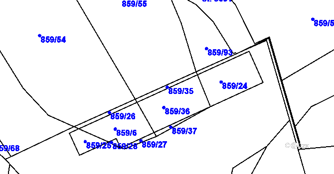 Parcela st. 859/35 v KÚ Vlašim, Katastrální mapa