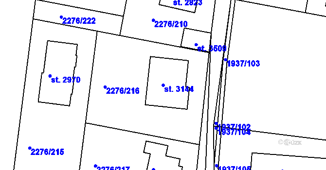 Parcela st. 3144 v KÚ Vlašim, Katastrální mapa
