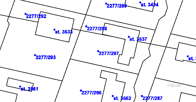 Parcela st. 2277/297 v KÚ Vlašim, Katastrální mapa