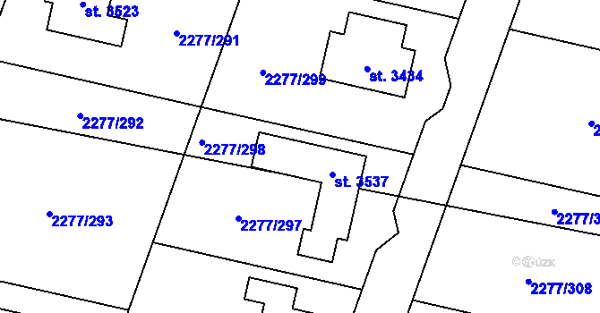 Parcela st. 2277/298 v KÚ Vlašim, Katastrální mapa