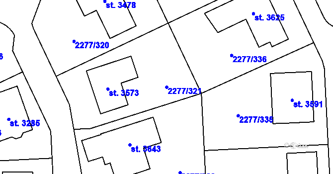 Parcela st. 2277/321 v KÚ Vlašim, Katastrální mapa