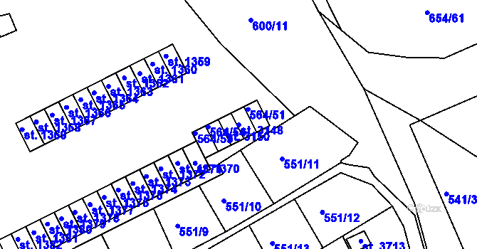 Parcela st. 3148 v KÚ Vlašim, Katastrální mapa