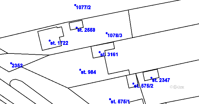 Parcela st. 3161 v KÚ Vlašim, Katastrální mapa