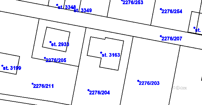 Parcela st. 3163 v KÚ Vlašim, Katastrální mapa