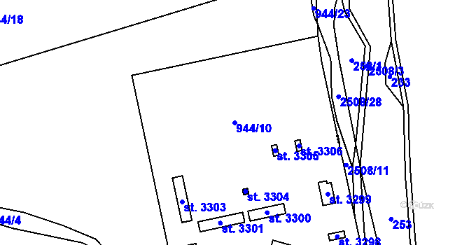 Parcela st. 944/10 v KÚ Vlašim, Katastrální mapa